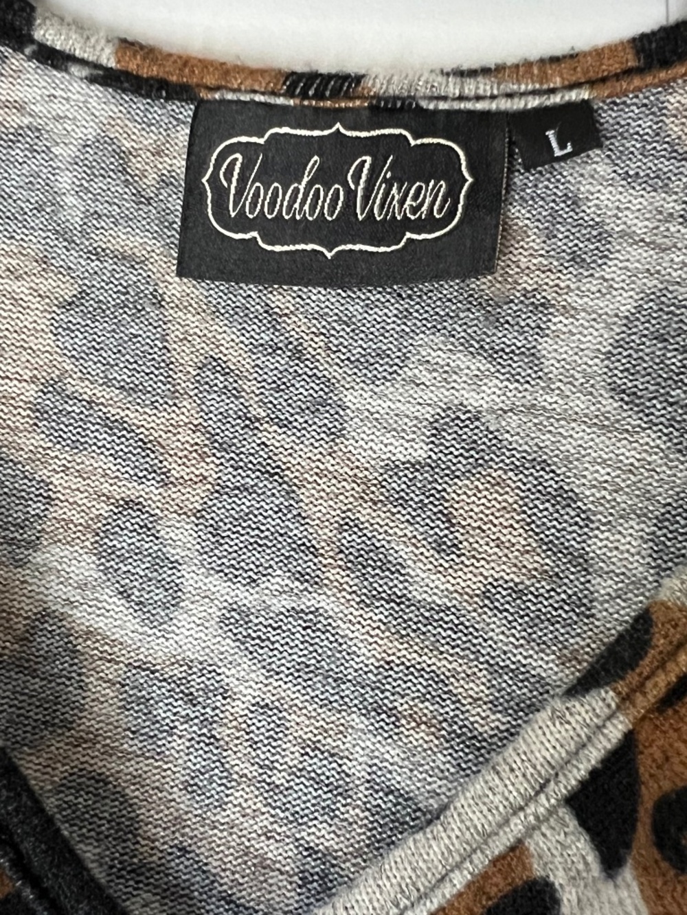 Voodoo Vixen Leopard Print Top Von Teese Curve Ruched Shoulder & Front Bodice L - Picture 4 of 9